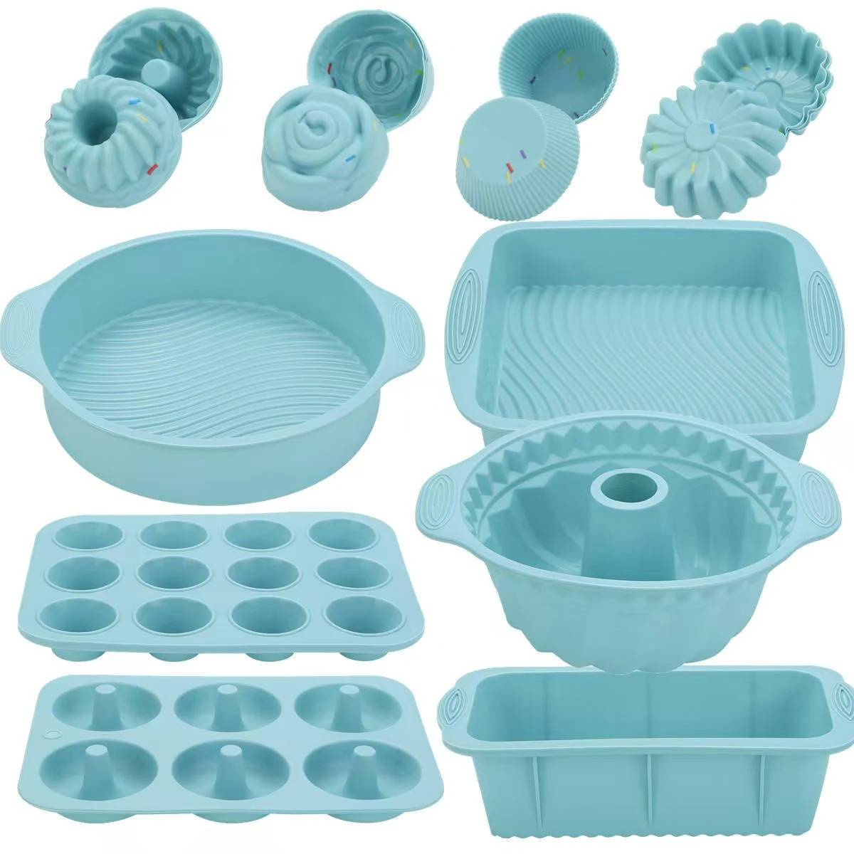 close detail highlighting one coordinated set replaces separate single-mold purchases